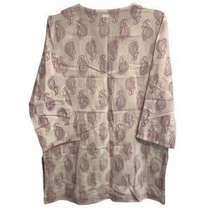 Rikshaw Womens Purple Lavender and White Paisley Tunic Top S/M